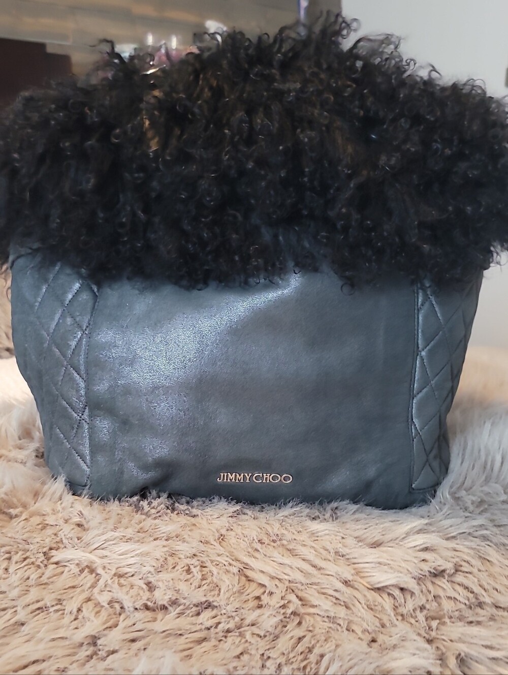 Jimmy Choo Quilted Mongolian Sheep Bag...RARE
